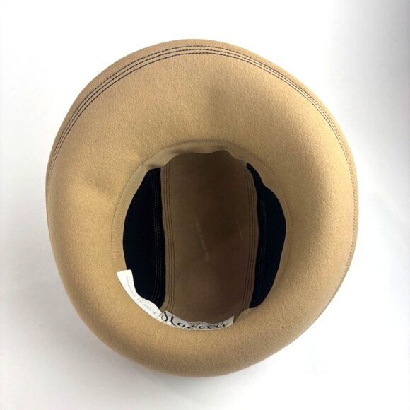 Vintage 60s Mod Fedora Womens Nadelle Beige Black Colorblock Furfelt Hat